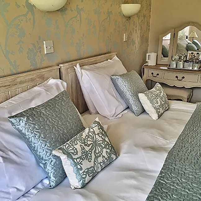 Guest room photographed and published by The Hand at Llanarmon