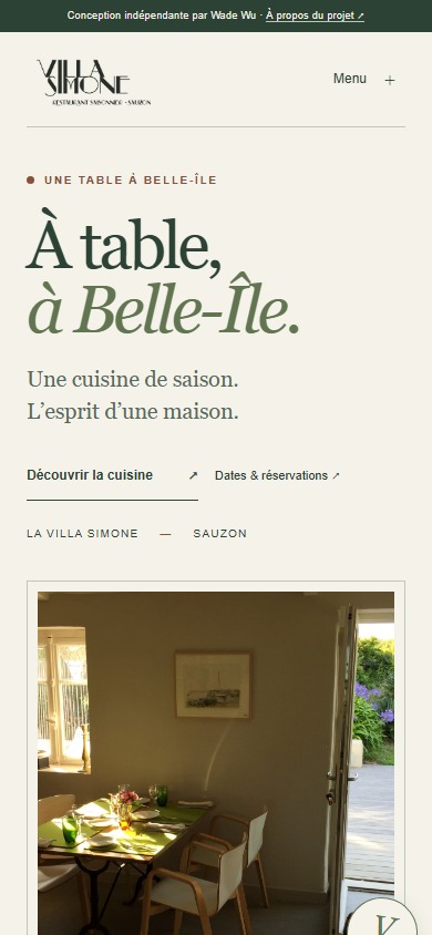 La Villa Simone website design on mobile