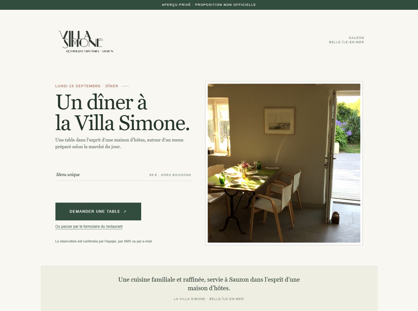 Retained original Villa Simone concept, with its historical September dinner date